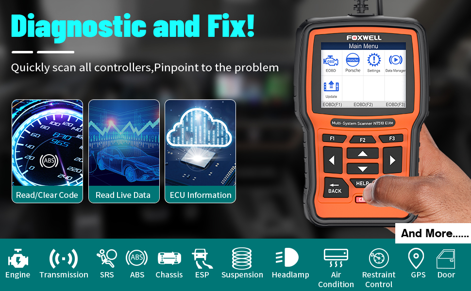FOXWELL NT510 Elite Fit for Porsche OBD2 Scanner Diagnostic