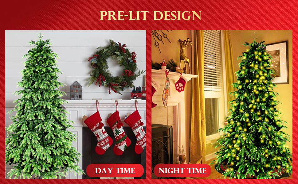 6ft Prelit Christmas Tree, Premium Artificial Christmas