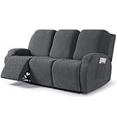 VANSOFY Recliner Covers, 3-Pieces Stretch Reclining Couch Covers with Pockets Reclining Couch Sli...