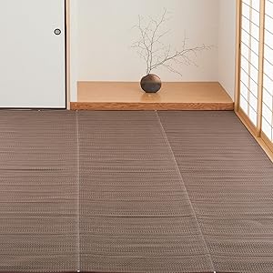 Amazon｜萩原 洗える い草風カーペット ブラウン 江戸間6畳 約