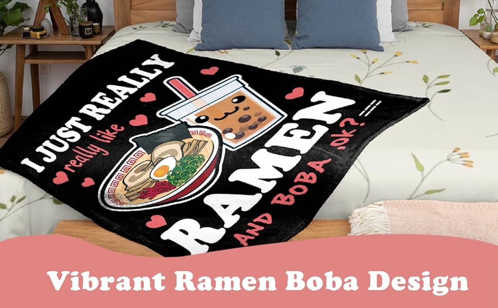 Ramen Bubble Blanket Anime Fleece Throws, Kawaii Gift for