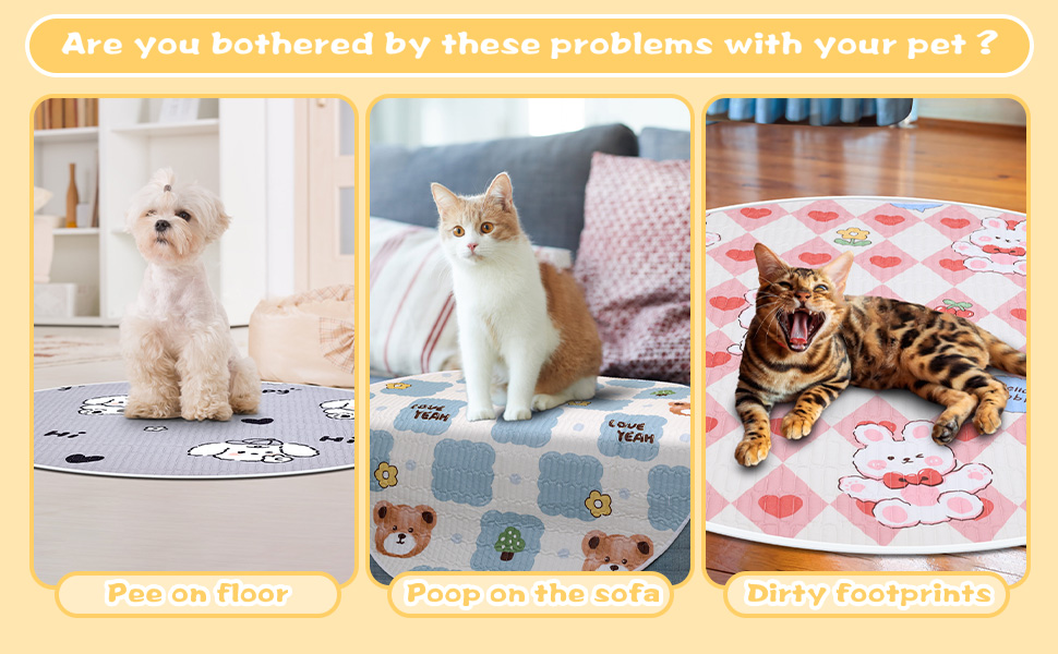 OPEYATOYS 4 Pack 36" Round Washable Whelping Pads for Dogs