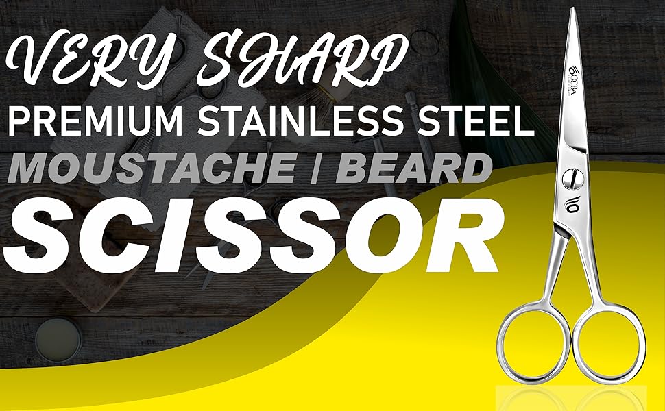 OCBA Beard Scissor Professional Moustache Scissors Ear and Nose Hair