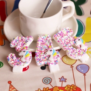 Unicorn Number Birthday Candles