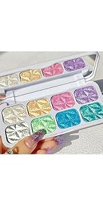 8 Color Face Cheek Diamond Shimmer Glitter Highlighter Makeup Palette