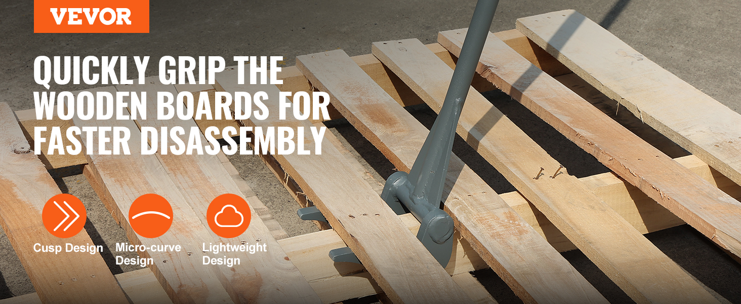 VEVOR Pallet Buster, 50'' Carbon Steel Handle Wrecking Pry Bar, 2000