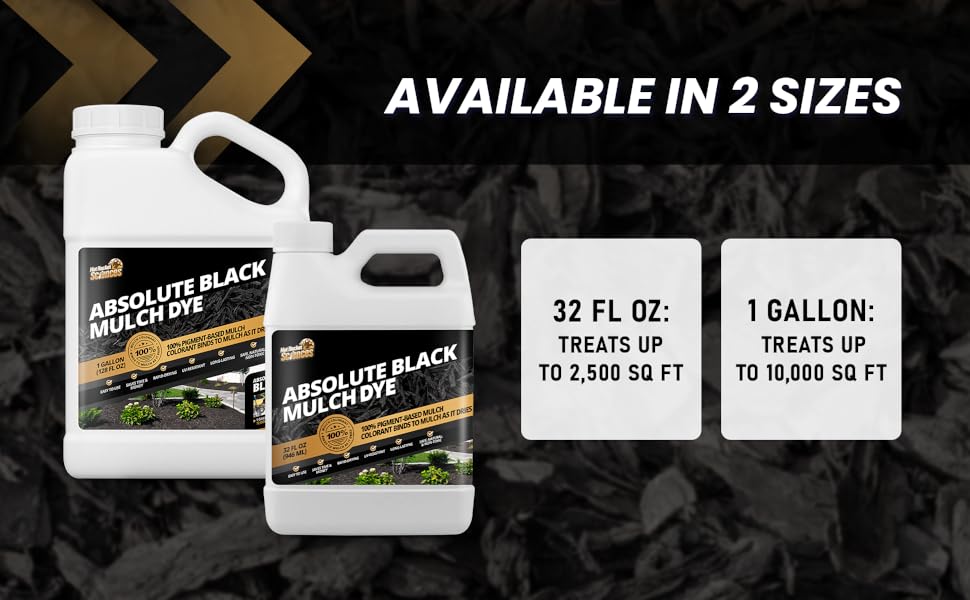 1 Gallon Absolute Black Mulch Dye Treats up to 10,000 sq. ft., Liquid Mulch Dye