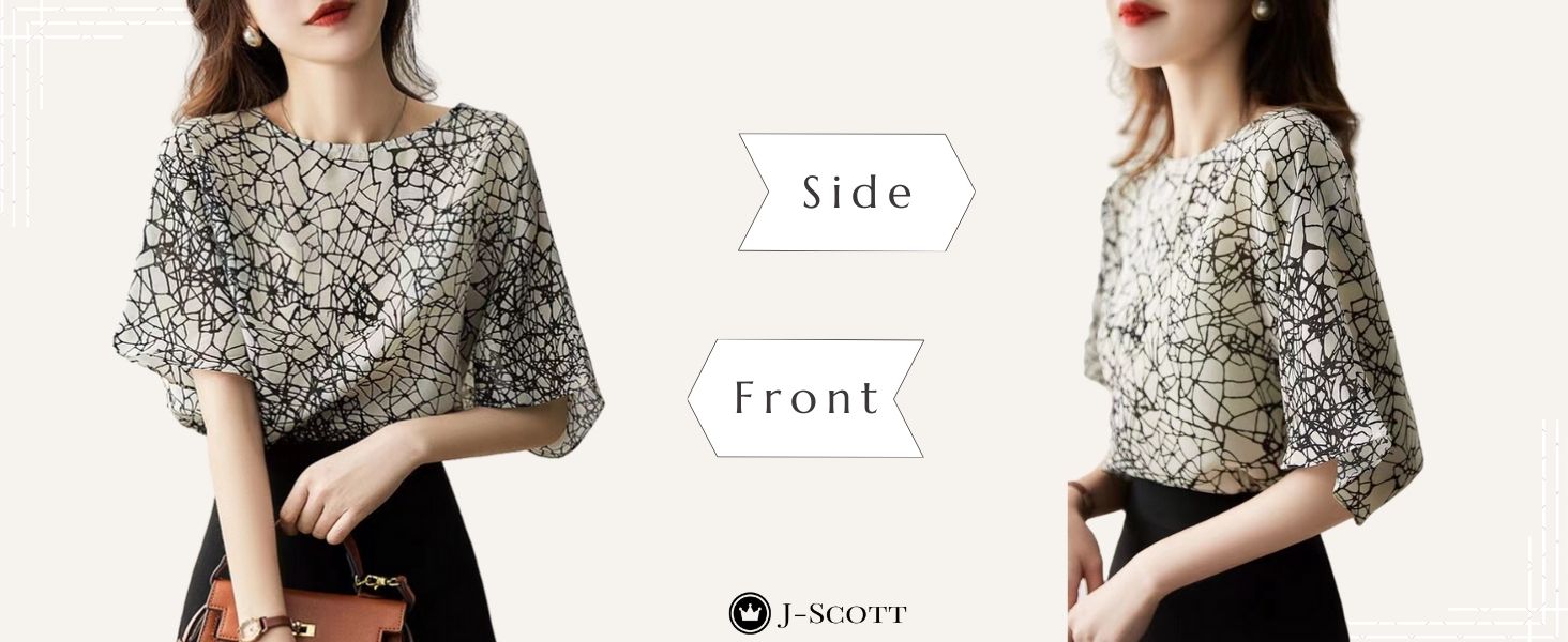 Women's Print Monotone Flare Sleeve Half Sleeve Round Neck Chiffon Elegant Geometric Pullover Outfits Design Blouse Modern Slimming Look Sleek Look Neat