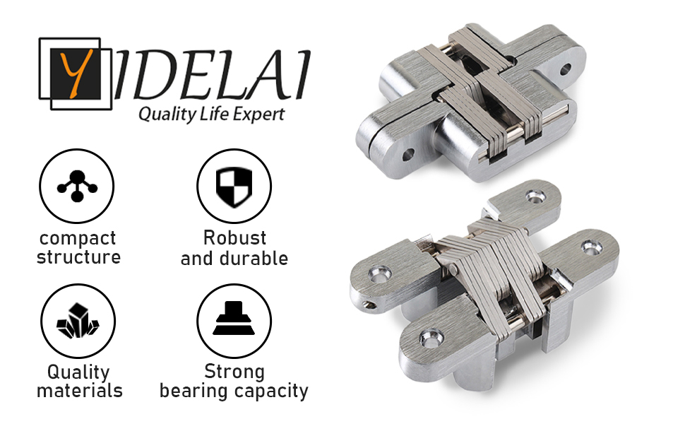 YIDELAI Hidden Hinges (1 Pair) Zinc Alloy Invisible Hinge Hidden Hinges.Requires