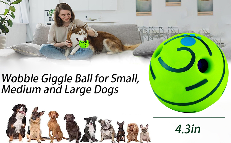 Giggle Ball for Dogs, 4.33in Interactive Dog Toy Ball