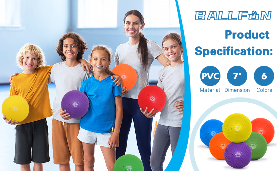 BallFUN Dodgeballs Playground Balls 7", Dodge Ball Set for