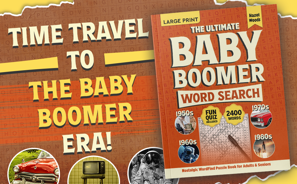 The ultimate baby boomer word search 3d image - puzzle book for elderly large print; nostalgic gifts