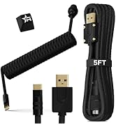 Hystar USB-C Coiled Aviator Cable for Gaming Mechanical Keyboards | Double-Sleeved Cable, Premium...