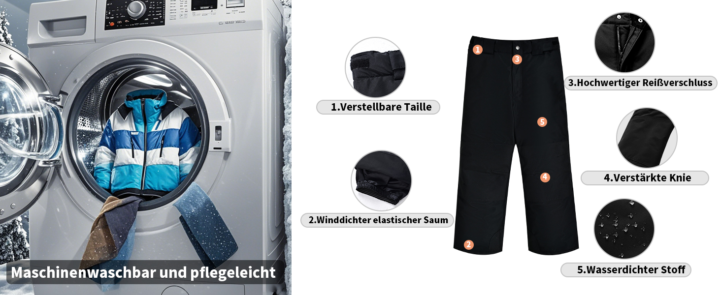 NORDOIS CHALET Mädchen Schneeanzug mit Kapuze Wasserabweisender Skianzug Winddichter Winteranzug
