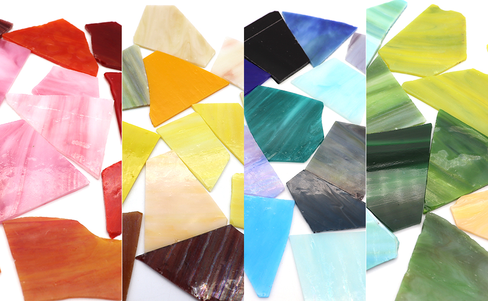 LITMIND Stained Glass Mosaic Tiles for Crafts Bulk, Broken