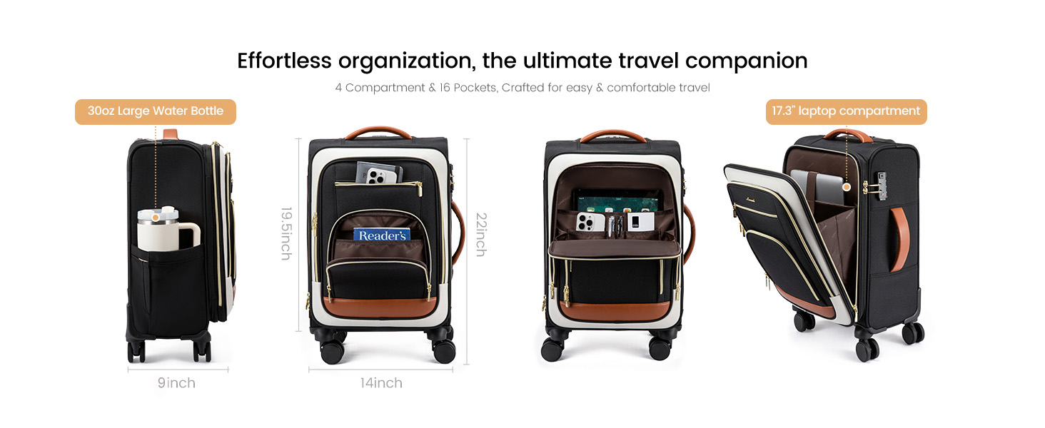 LOVEVOOK Carry On Luggage 22x14x9 Airline Approved, 22 Inch Suitcases Wheels Carry on Suitcase