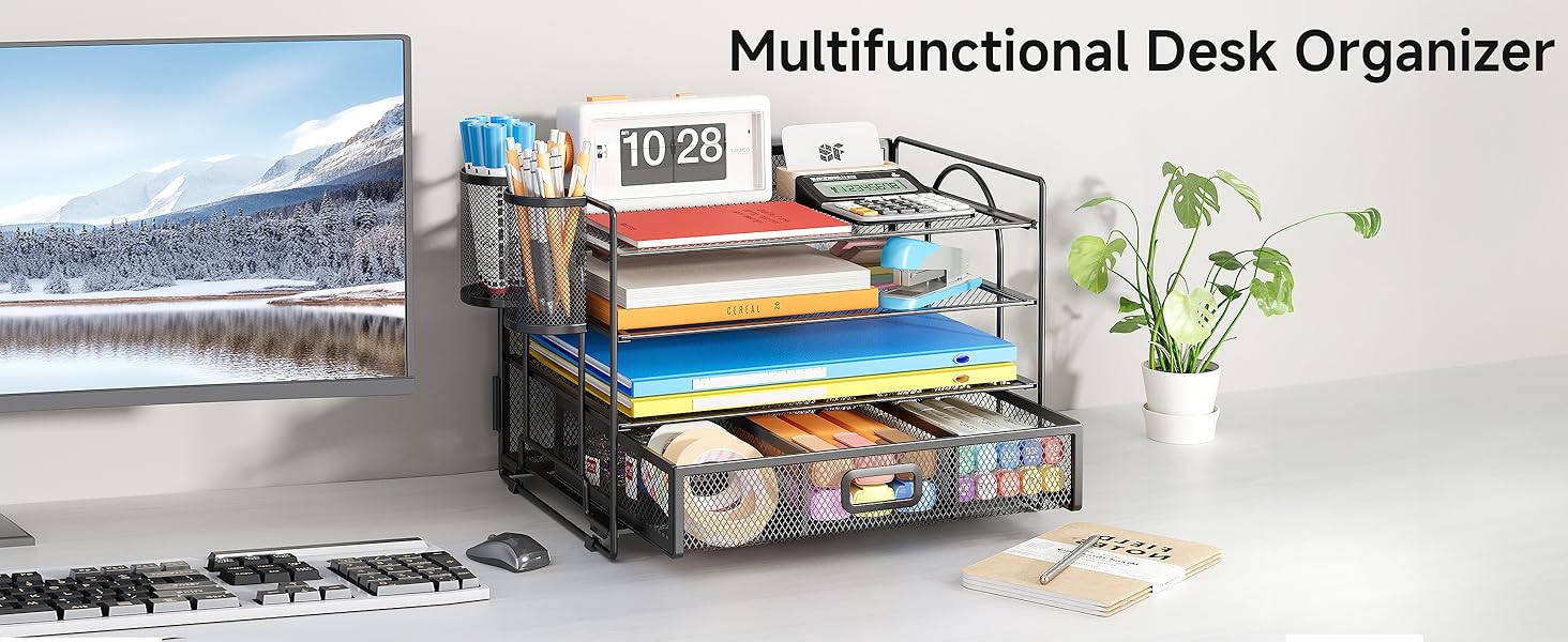 Multifunctional Mesh Metal Desk Organizer 