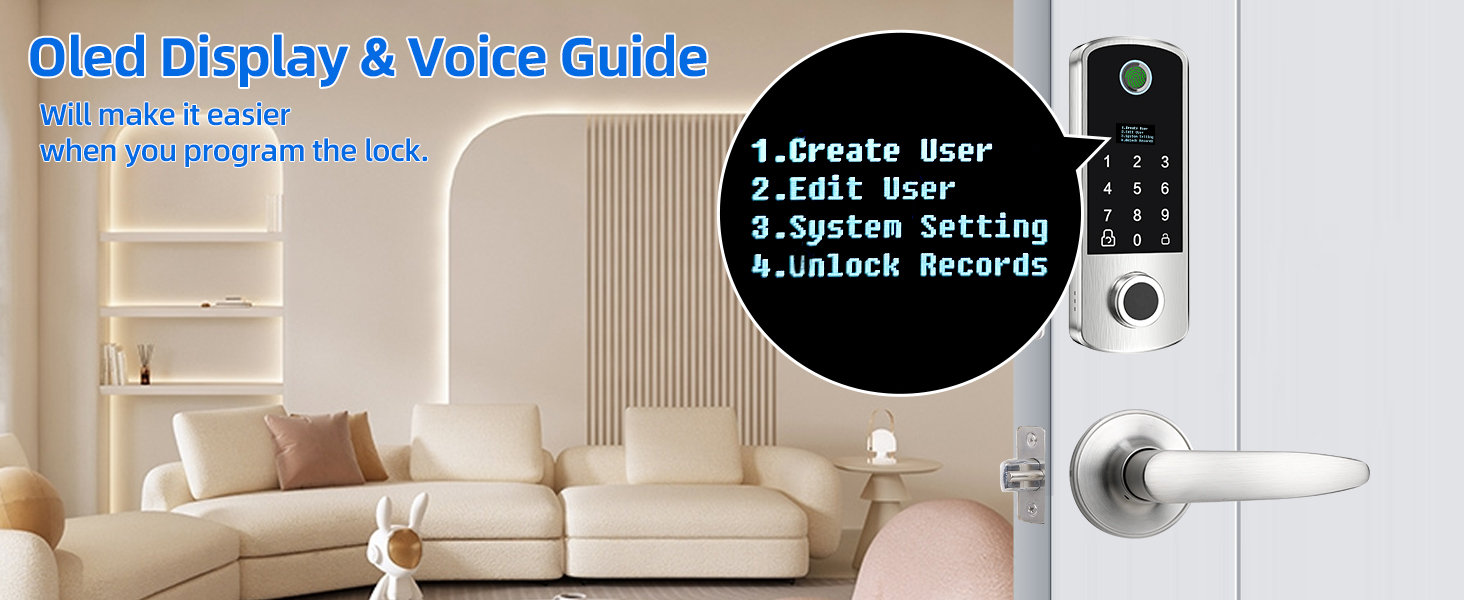 BEBASIA Fingerprint Door Lock with 2 Level Handles, Smart Door Lock