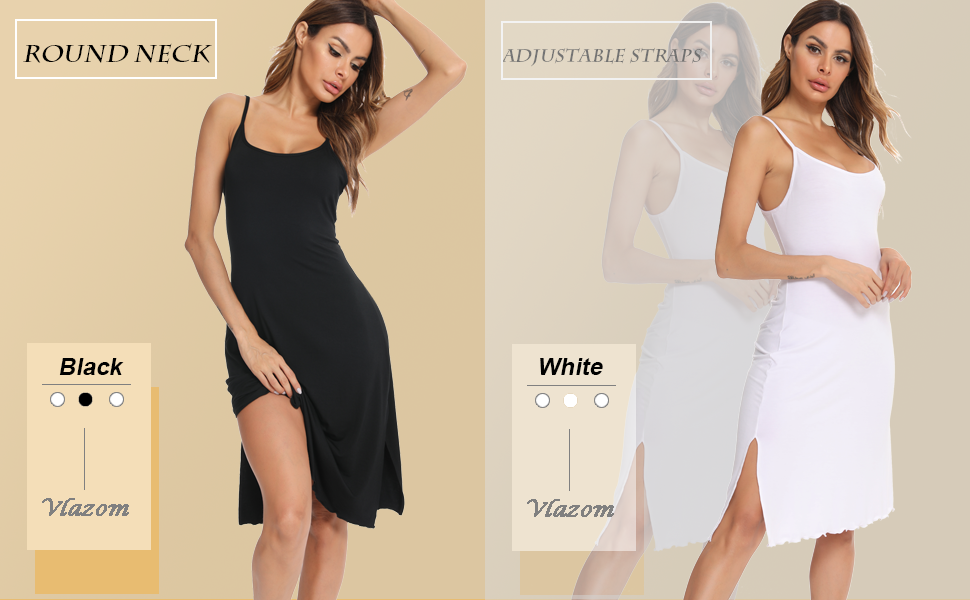 Vlazom Women's Full Slip Dress Adjustable Spaghetti Strap Under Dress 