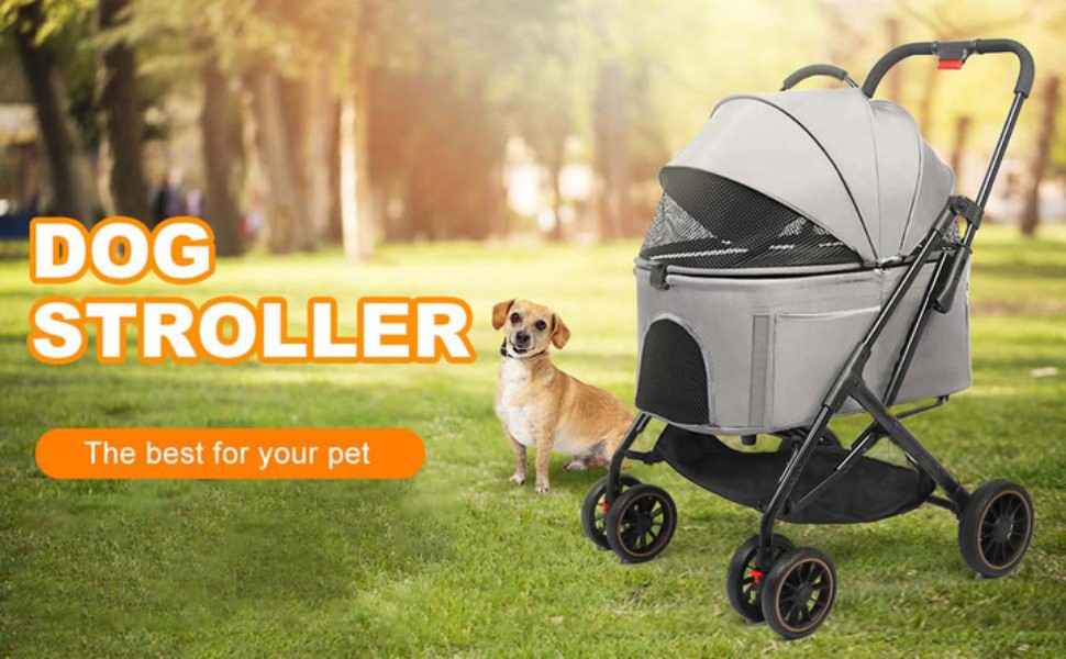 Dog Stroller for Small Medium Dogs Pet Stroller Rubber 4