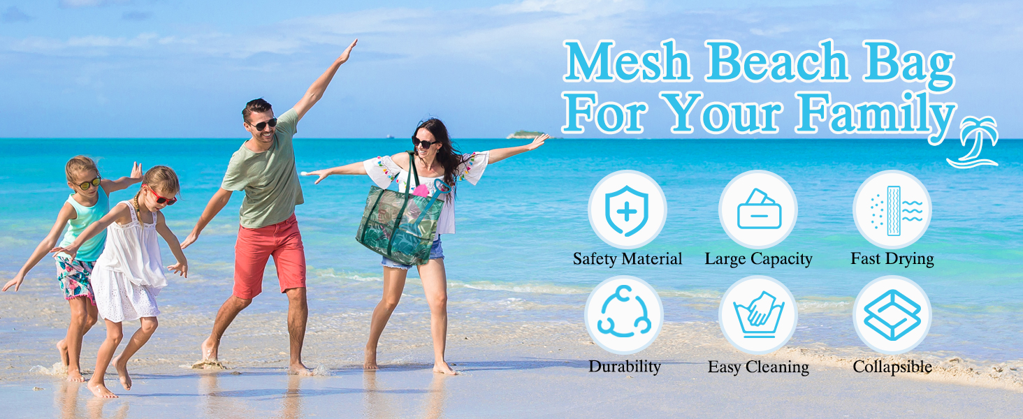 large capacity mesh beach bag