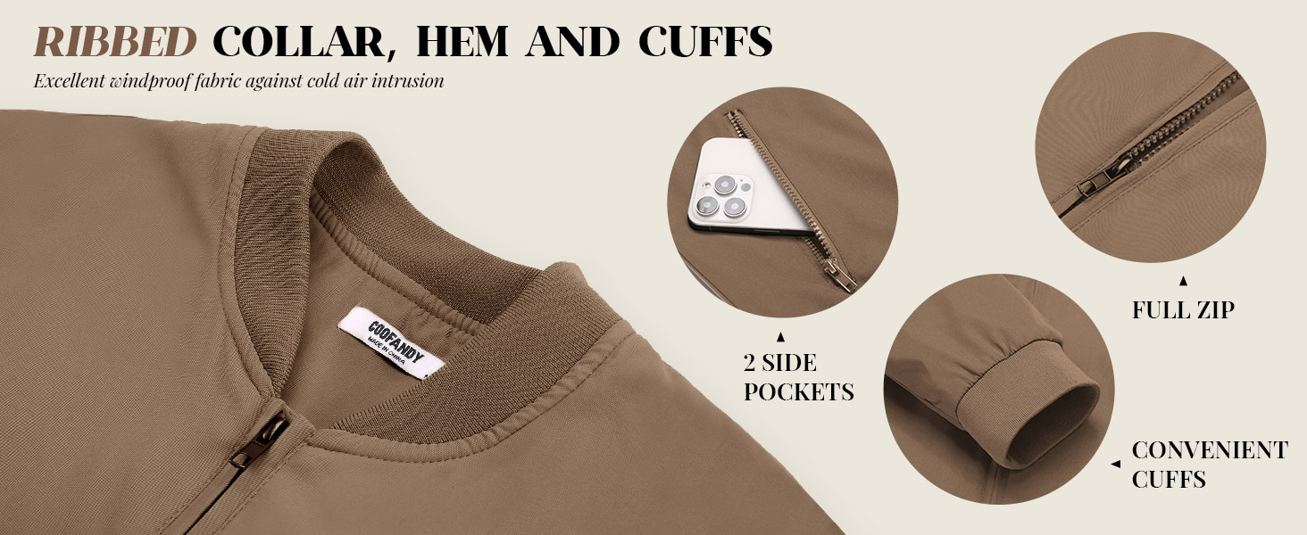 COOFANDY Men's Light Bomber Jacket Slim Fit Flight Jacket Lightweight