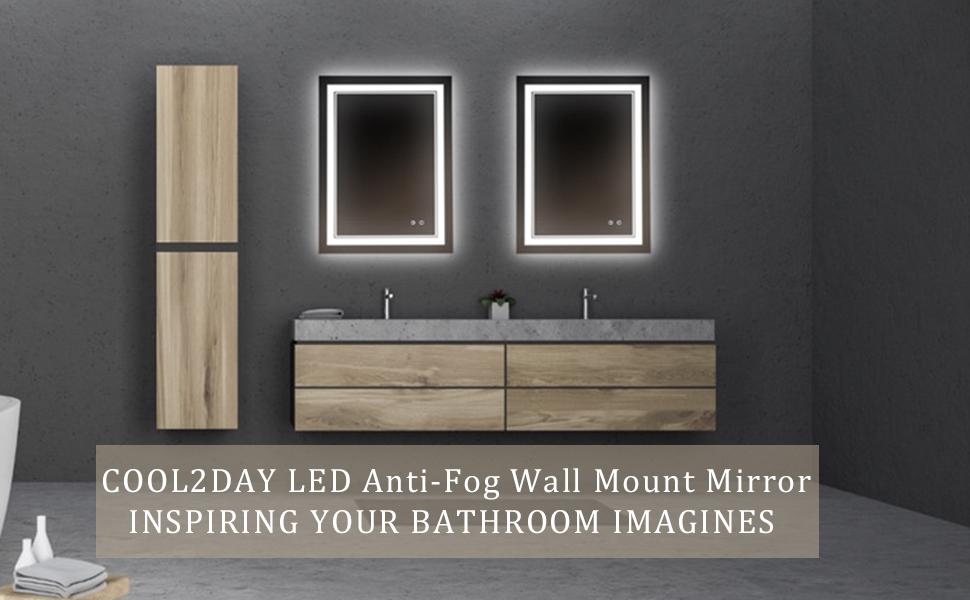  LED Bathroom Mirror Wall-Mounted Vanity Mirror with Anti Fog,Dimmable  Waterproof Smart Touch Button Makeup Mirror with Lights Vertical &  Horizontal (32x24 Inch) : Home & Kitchen