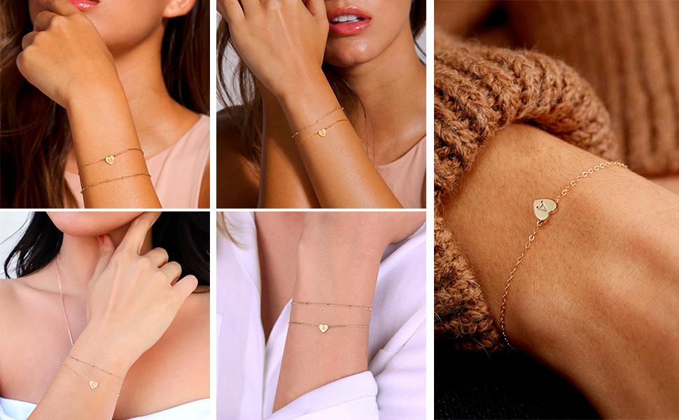 heart initial bracelet