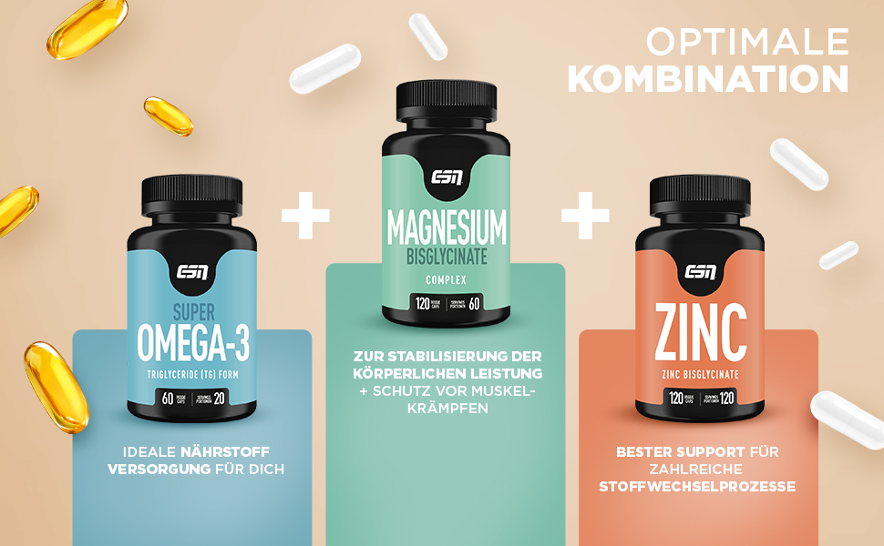 ESN Magnesium Caps, 120 Kapseln, 300 mg Magnesium pro Tagesportion zum Schutz vor Muskelkrämpfen
