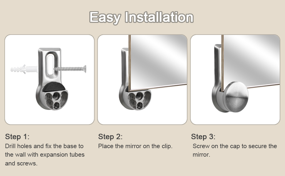 UFURMATE Mirror Clips, 4Pcs Round Bathroom Mirror Supports