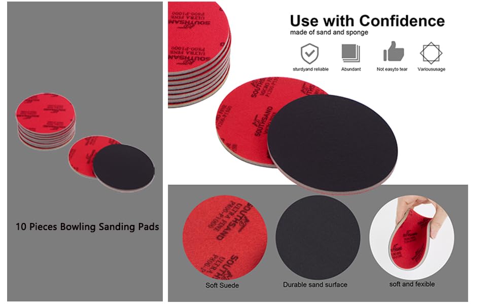 Lxmxgk 10 Pieces Bowling Sanding Pads Grit 500600, 800