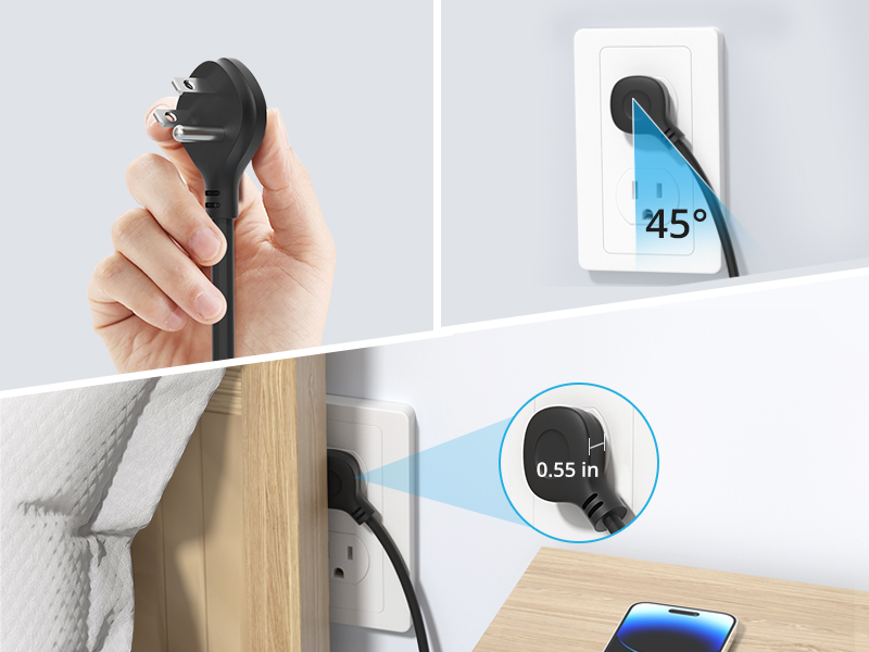 TROND 15ft Long Extension Cord USB C, ETL Listed, Thin Flat Plug Power