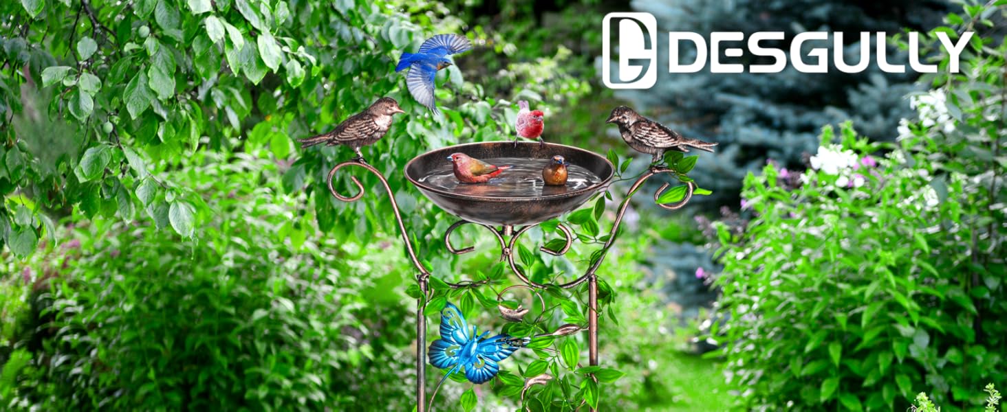 Desgully Bird Bath with Garden Trellis for Climbing Plants