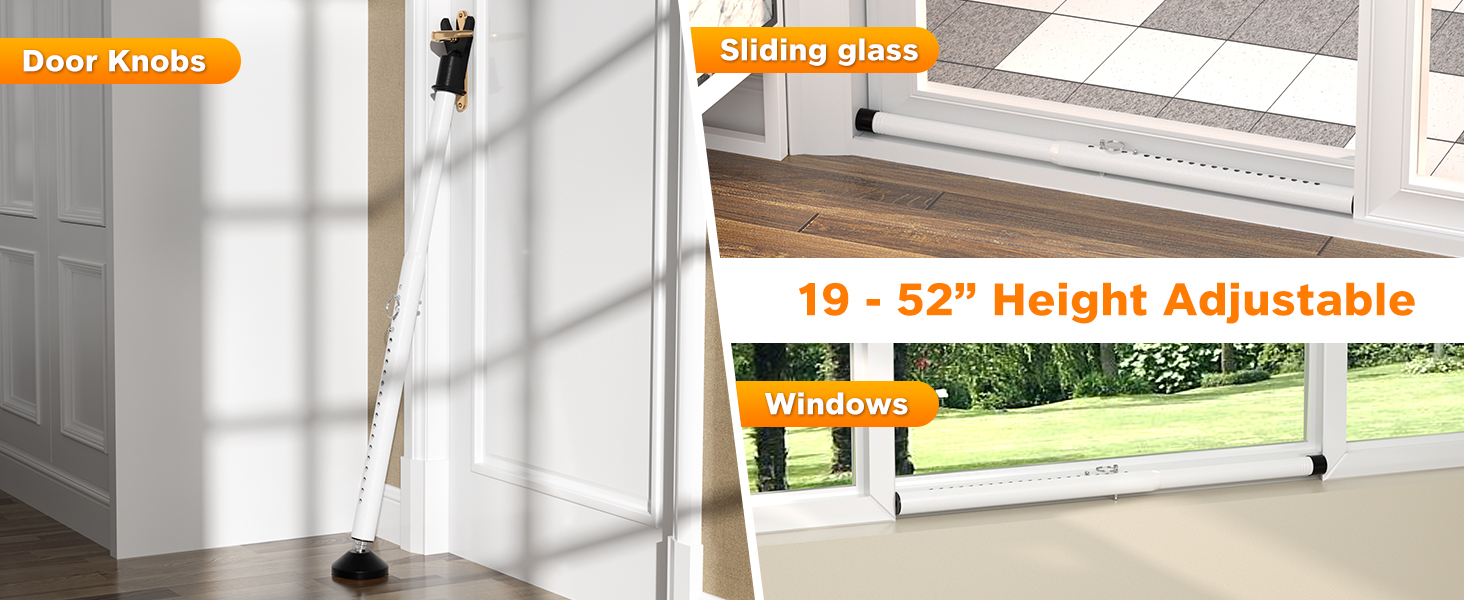Sliding Door Security Bar 19 to 52 Inch Door/Window Security Bar