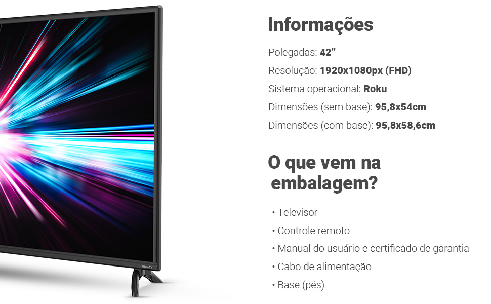 Philco Smart TV 42” PTV42G6FR2CPF Roku TV LED Dolby Áudio
