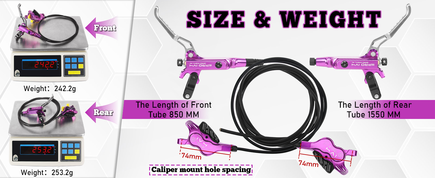 IIIPRO IV4 brake size and weight