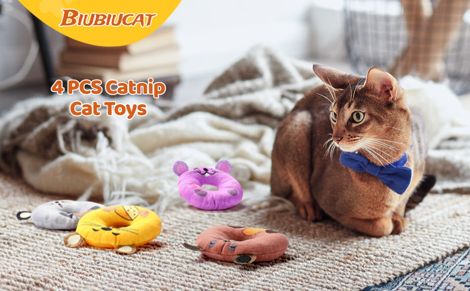 Biubiucat Catnip Toys 4PCS Cat Chew Toy Bite Resistant