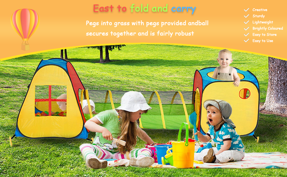 UTEX 3 in 1 Pop Up Play Tent with Tunnel, Indoor/Outdoor Playhouse