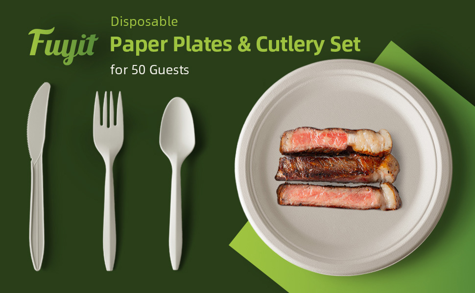 disposable paltes with utensil