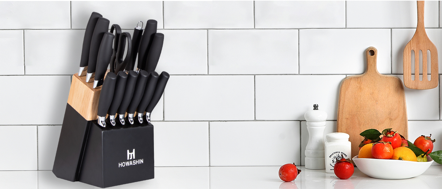 kitchen knife set with block