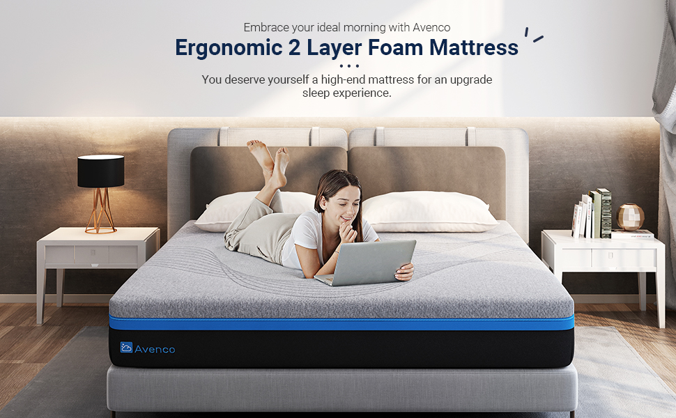 Avenco Queen Mattress, Grey Queen Memory Foam Mattress, 10