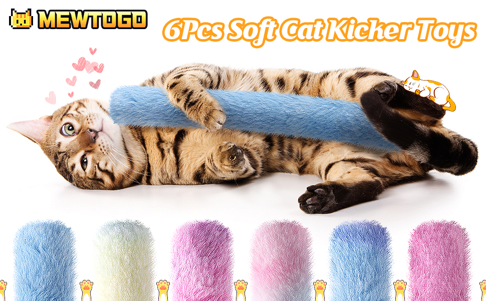 MEWTOGO 6Pcs Cat Kicker Toys with Sound Paper Kitty Kick
