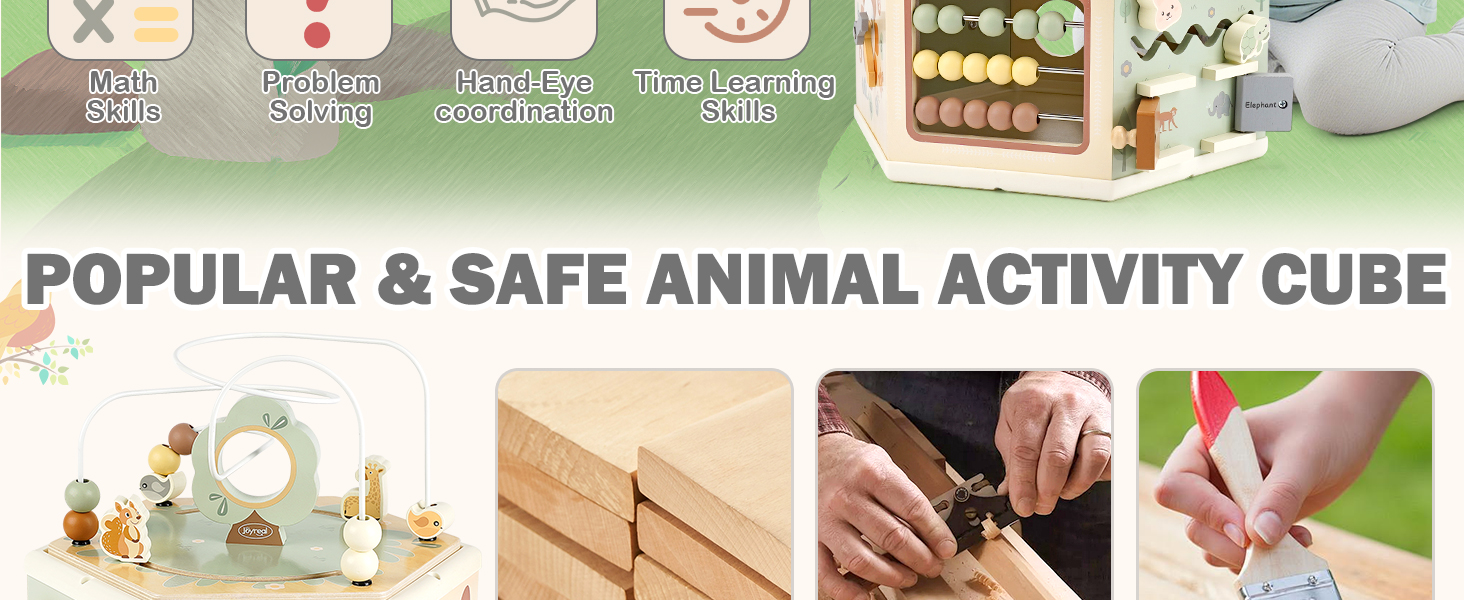 wooden activity cubes