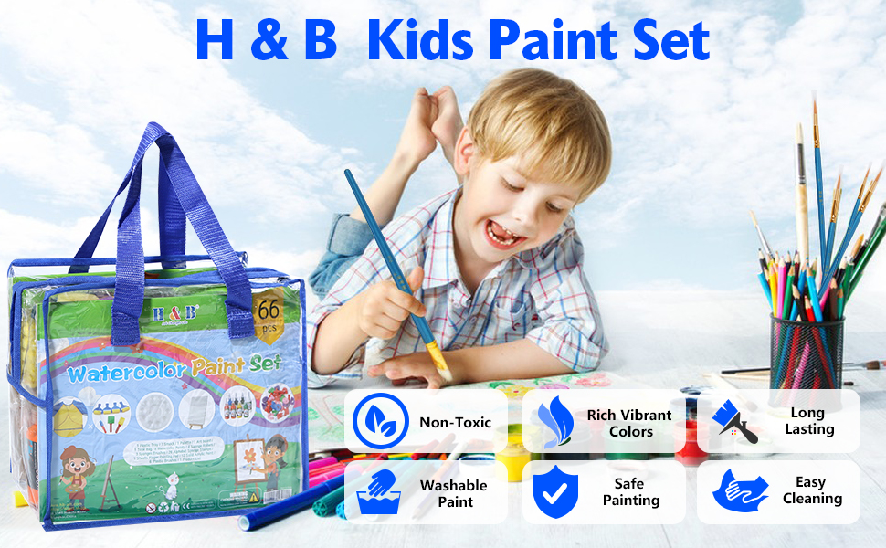 66 Pack Kids Paint Set for Toddler Painting Set,Finger
