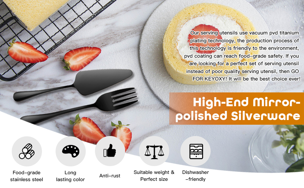 Keyoxy Black Serving Utensils,17 Pcs Stainless Steel