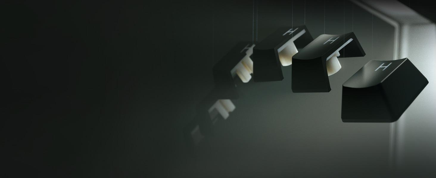 Shine-resistant keycaps with fade-proof legends, made from a material more durable than ABS