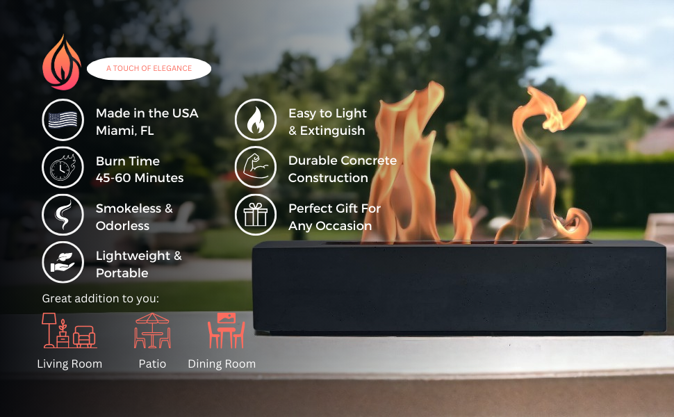 Colsen Gray Rectangular Tabletop Fire Pit Smokeless