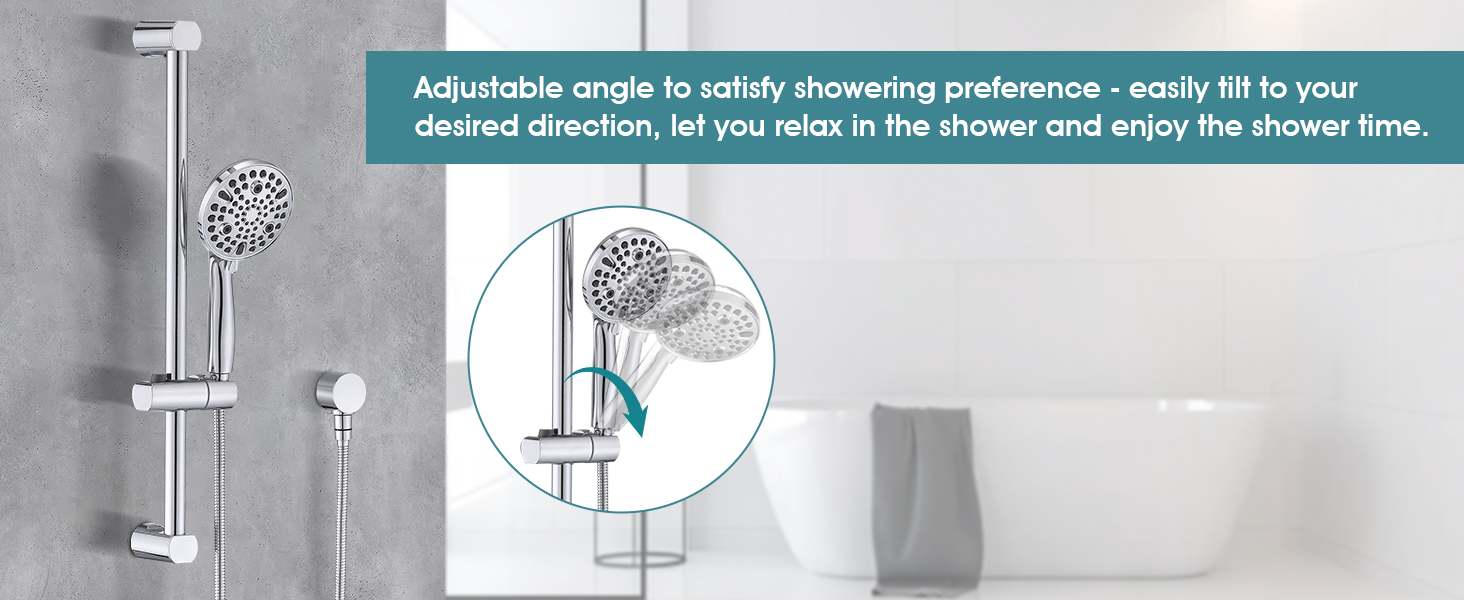 LOCALAND Hand Shower with Slide Bar, High Pressure 10 Setting Handheld