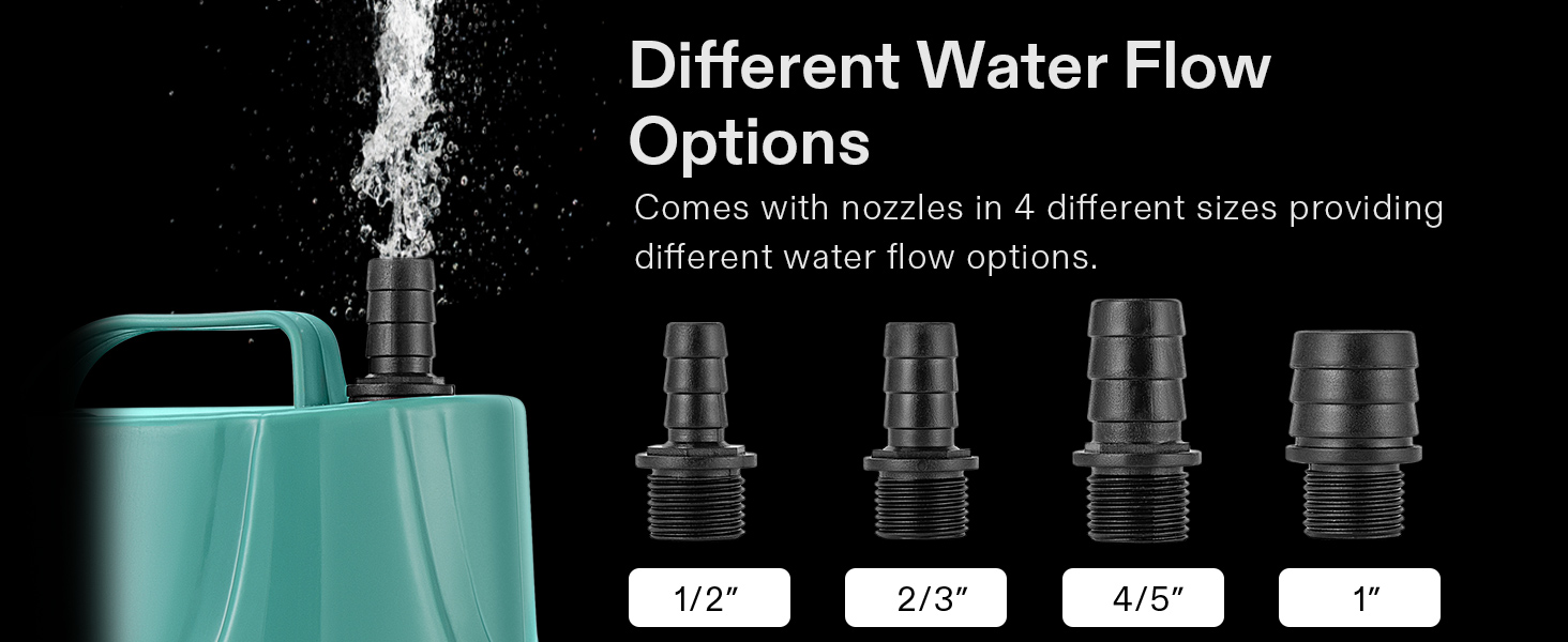 Different water flow options