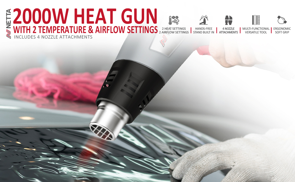 NETTA Heat Gun 2000W Professional Hot Air Gun with 2 Temperature